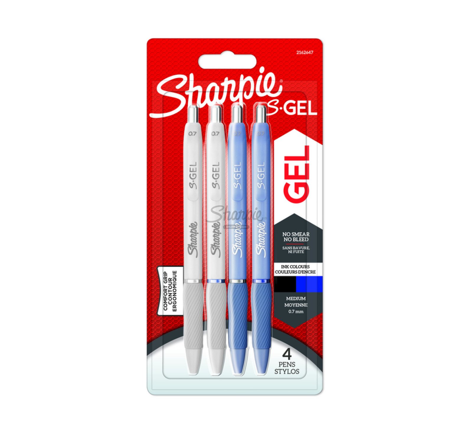 Sharpie S-Gel Gel Pens 0.7mm Frost Blue & White Pearl Barrels, Black & Blue Ink, 4 pcs.